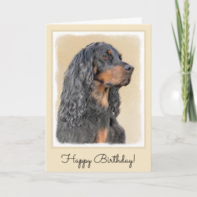 Carte Peinture de Gordon Setter - Art original de chien  (Devant)