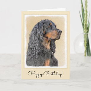 Carte Peinture de Gordon Setter - Art original de chien 