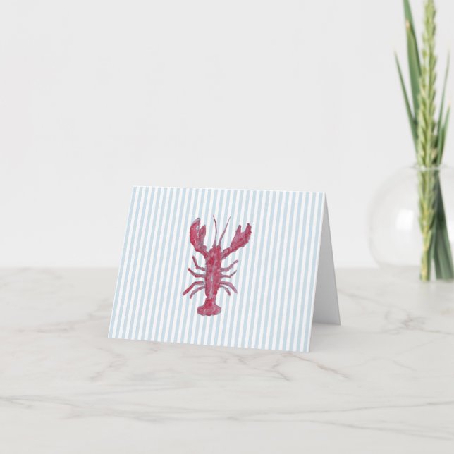 Carte Peinture de homard rayure bleue marine Côtière (Devant)