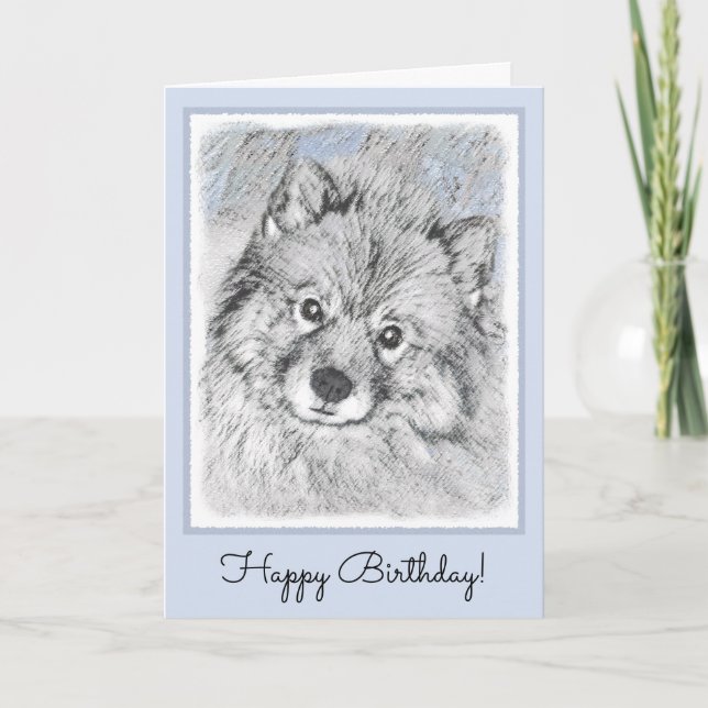 Carte Peinture de Keeshond Beth - Cute Original Dog Art (Devant)
