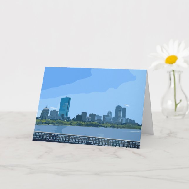 Carte Peinture de la skyline de Boston sur la rivière Ch (Petite plante)