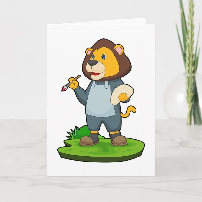 Carte Peinture de lion Peinture pinceau (Devant)