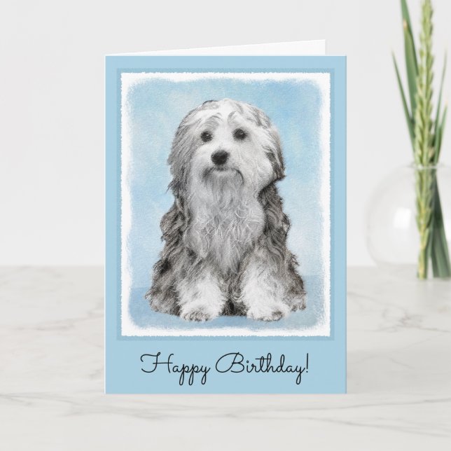 Carte Peinture de Lowchen - Cute Original Dog Art (Devant)
