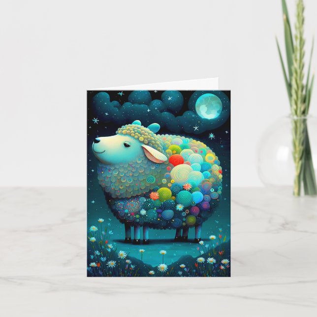 Carte Peinture de mouton couleur Whimsical (Devant)