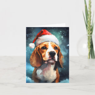 Carte peinture de Noël beagle