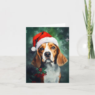 Carte peinture de Noël beagle