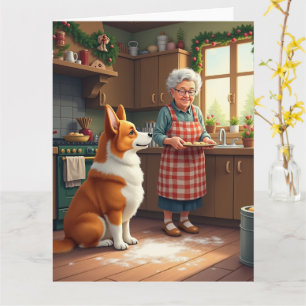 Carte Peinture de Noël de Grand-Mère faisant de la pâtis