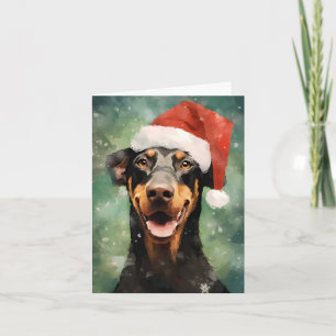 Carte Peinture de Noël Doberman
