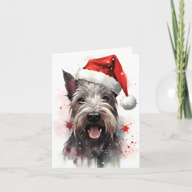 Carte Peinture de Noël Schnauzer miniature artwo (Devant)