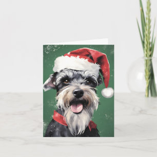 Carte Peinture de Noël Schnauzer miniature artwo