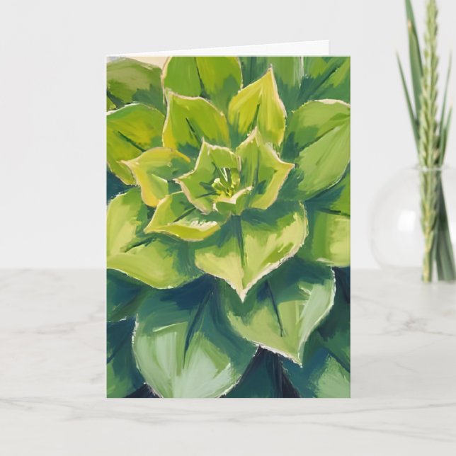 Carte Peinture de plante succulente verte (Devant)
