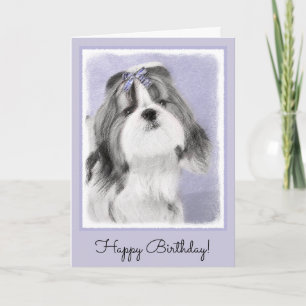 Carte Peinture de Shih Tzu - art original mignon de