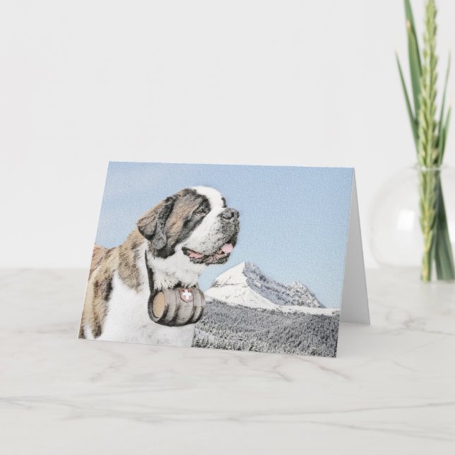 Carte Peinture de St Bernard - art original mignon de (Devant)