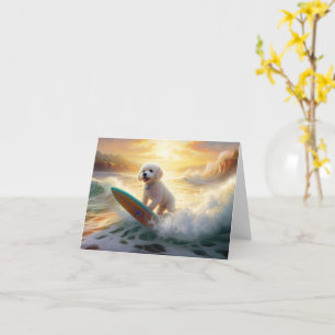 Carte Peinture de surf de plage de Bichon Frise