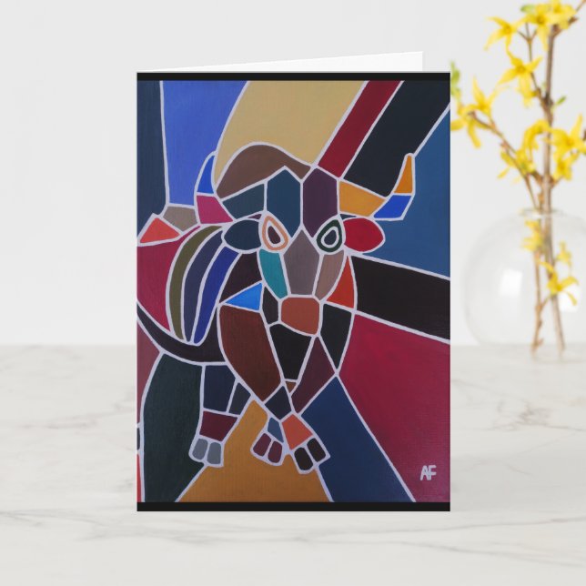 Carte Peinture de taureau abstrait par Alfred Fox (Fleur jaune)