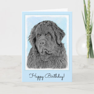Carte Peinture de Terre-Neuve - Art de chien original mi