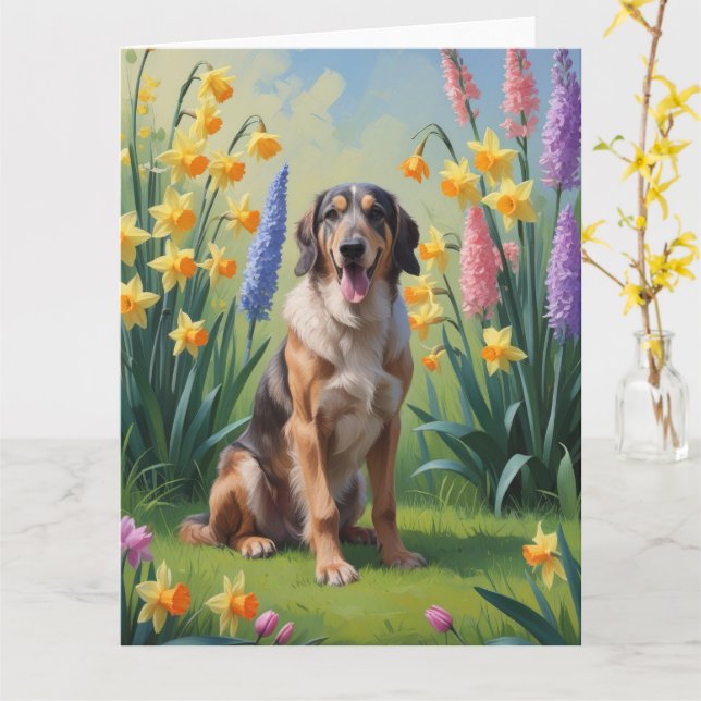 Carte Peinture des fleurs de printemps de chien de Wolfh (Fleur jaune)