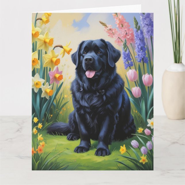Carte Peinture des fleurs de printemps des chiens de Ter (Devant)