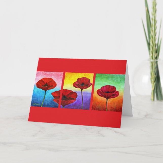 Carte Peinture des pavots rouges Valentine - Multi (Devant)