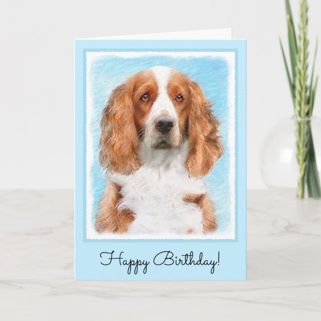 Carte Peinture d'espagnol Welsh Springer - Art original  (Devant)
