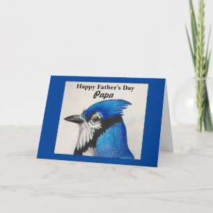 Carte Peinture d'oiseau geai bleu pour la fête des pères