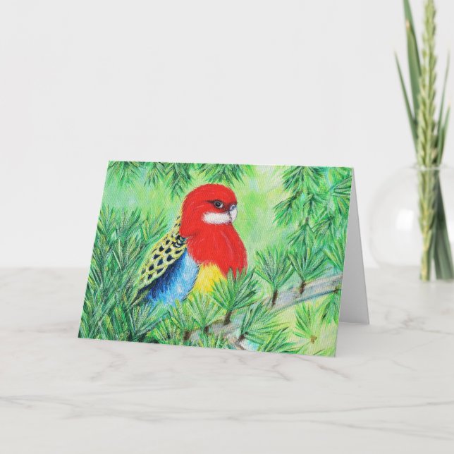 Carte Peinture d'oiseaux Red Rosella (Devant)