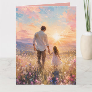 Carte Peinture du lever de soleil du père et de la fille