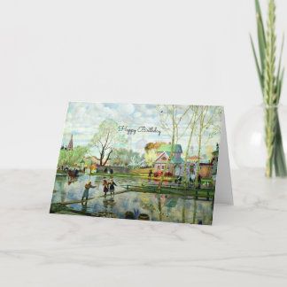 Carte Peinture du paysage de printemps - Joyeux annivers