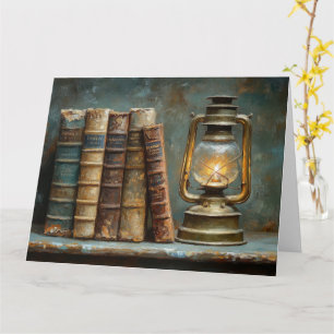 Carte Peinture d'une pile de livres anciens Bibliothèque