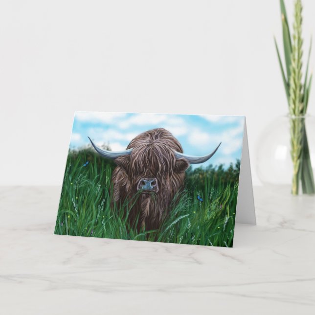 Carte Peinture écossaise de la vache des Highlands (Devant)