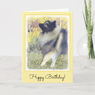Carte Peinture en teint de Keeshond - jolie art original