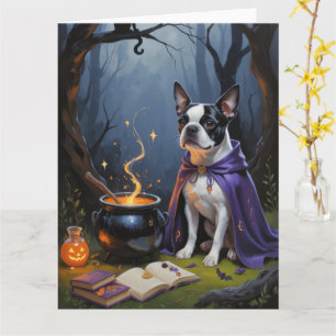 Carte Peinture fantaisiste d'Halloween de chien Terrier