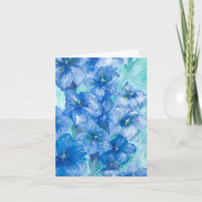 Carte Peinture Fleur sauvage Gentienne Bleue (Devant)