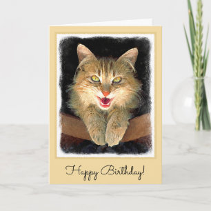 Carte Peinture folle de chat - art original mignon de