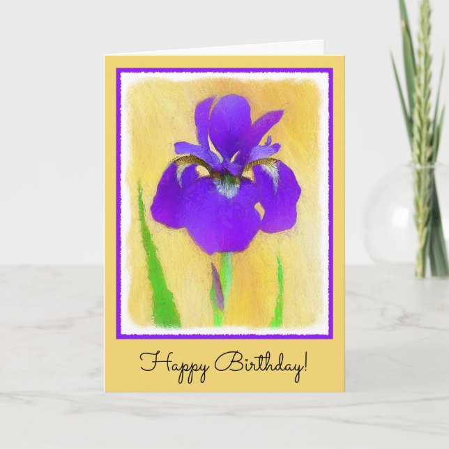 Carte Peinture Iris à pois pourpre - Chien original mign (Devant)