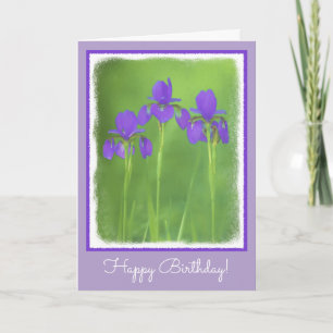 Carte Peinture Iris Violet - Art Floral Original
