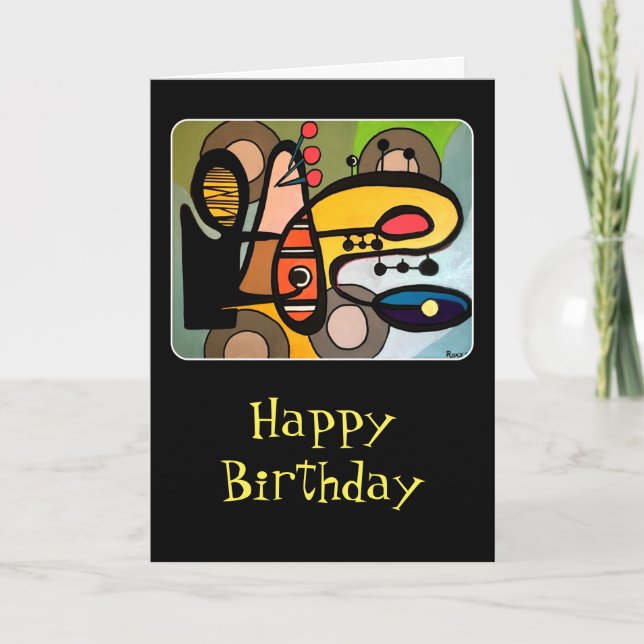 Carte peinture 'Mid-Century Modern Abstract the Machine' (Devant)