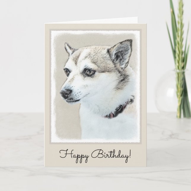 Carte Peinture norvégienne Lundehund - Art original chie (Devant)