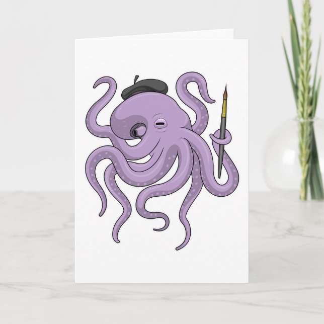 Carte Peinture Octopus Peinture brosse (Devant)