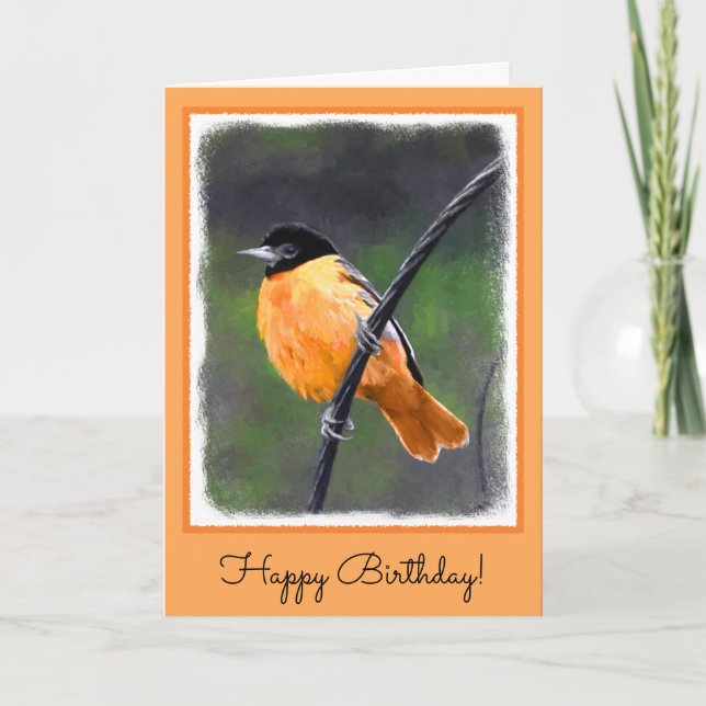 Carte Peinture Oriole - Art Oiseau Original (Devant)