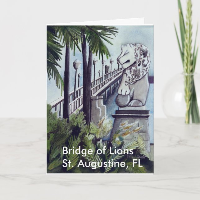 Carte Peinture par Linda M. Brandt, "pont des lions " (Devant)