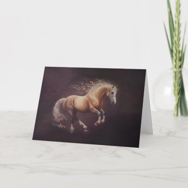 Carte Peinture Pastel D'Un Cheval De Course (Devant)