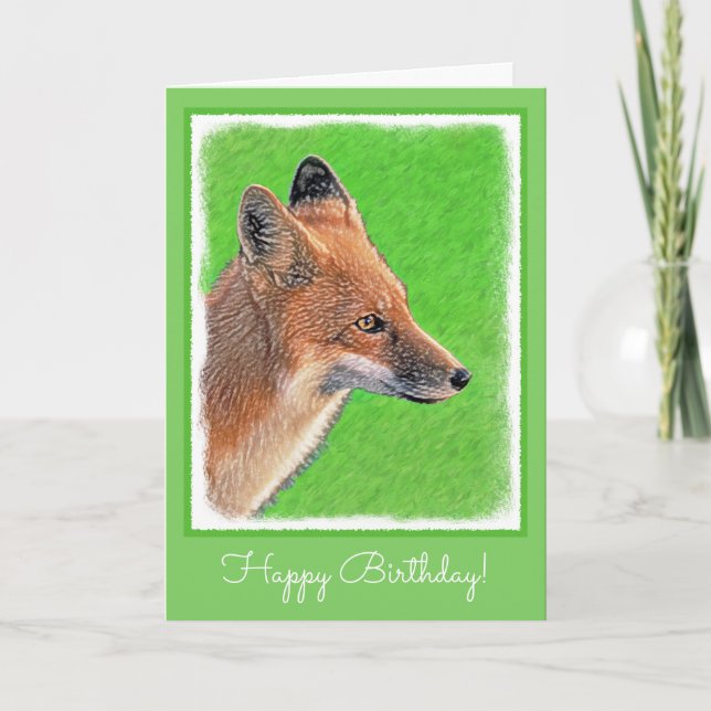 Carte Peinture Red Fox - Art original de la faune (Devant)