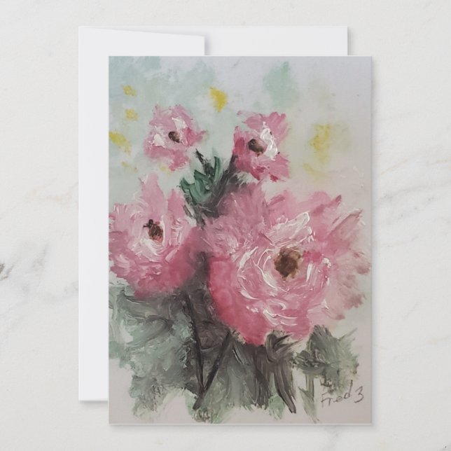 Carte Peinture rose Roses (Devant)