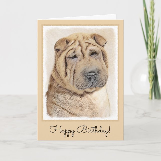 Carte Peinture Shar Pei - Cute Original Chien Art (Devant)