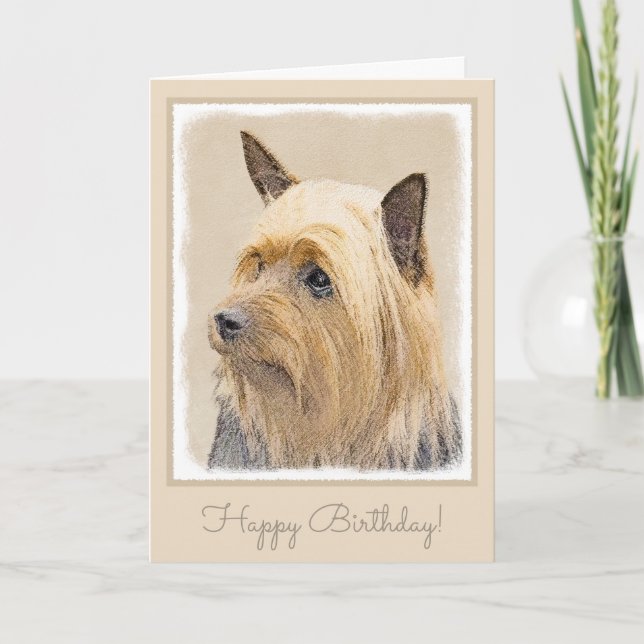Carte Peinture Silky Terrier - Cute Original Chien Art (Devant)