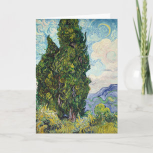 Carte Peinture vintage de Van Gogh, Cyprès verts