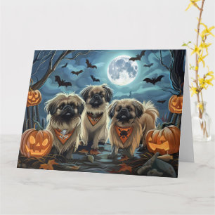 Carte Pékingese Halloween Éffrayant