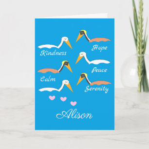 Carte Pélicans en méditation : Blanc bleu-vert