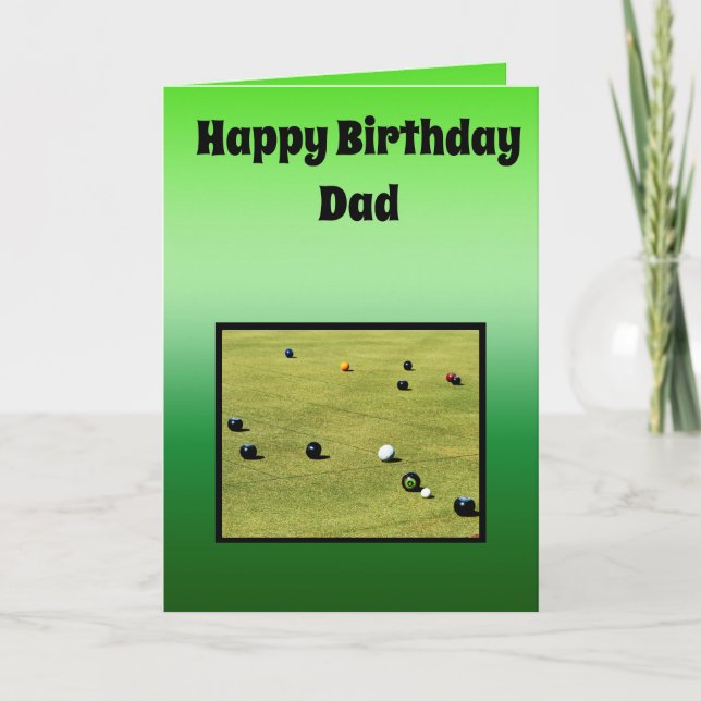 Carte Pelouse Bowls Theme Pères Anniversaire, (Devant)
